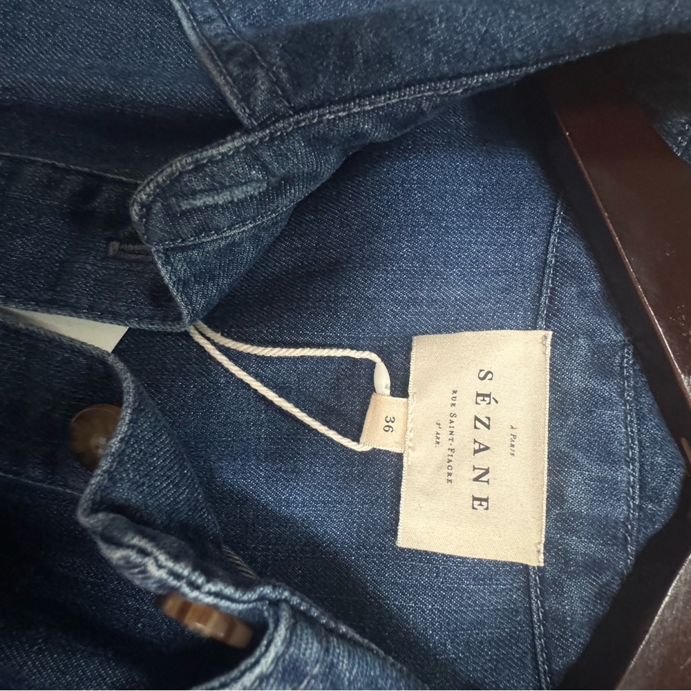 Sezane Gwen Blue Denim Midi Dress sz 36 new - Picture 7 of 10